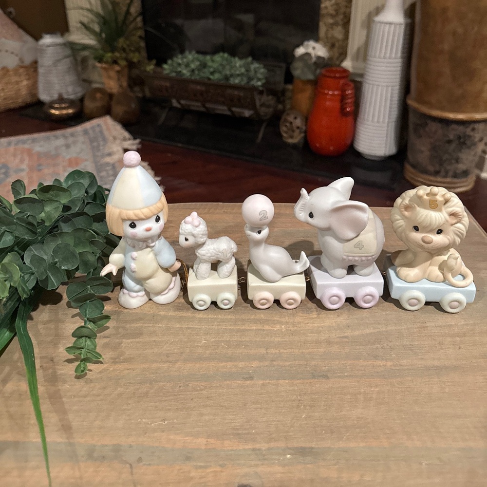 Lot Of 5 Precious Moment Figurines Birthday Train Ages  1,2,4 & 5.
